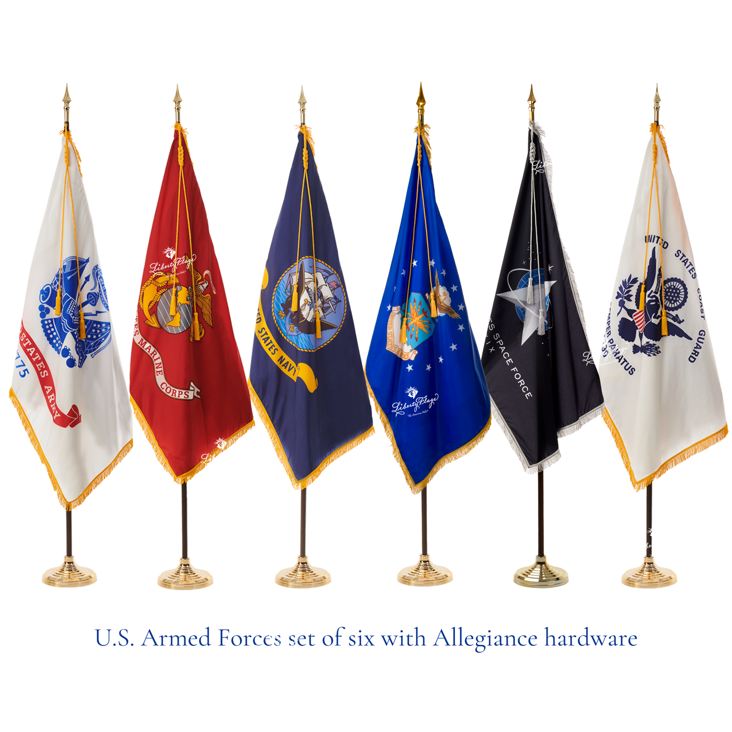 Military Ceremonial Flags & Display Sets - Set of 6