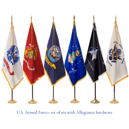 Military Ceremonial Flags & Display Sets - Set of 6