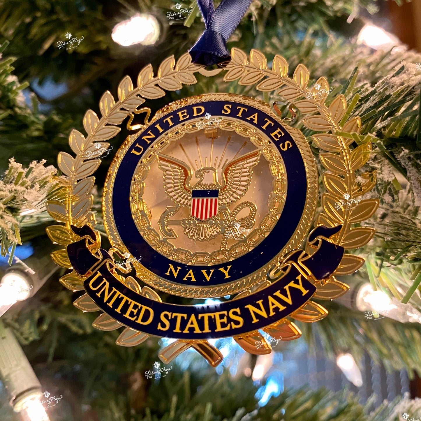 Navy Filigree Ornament