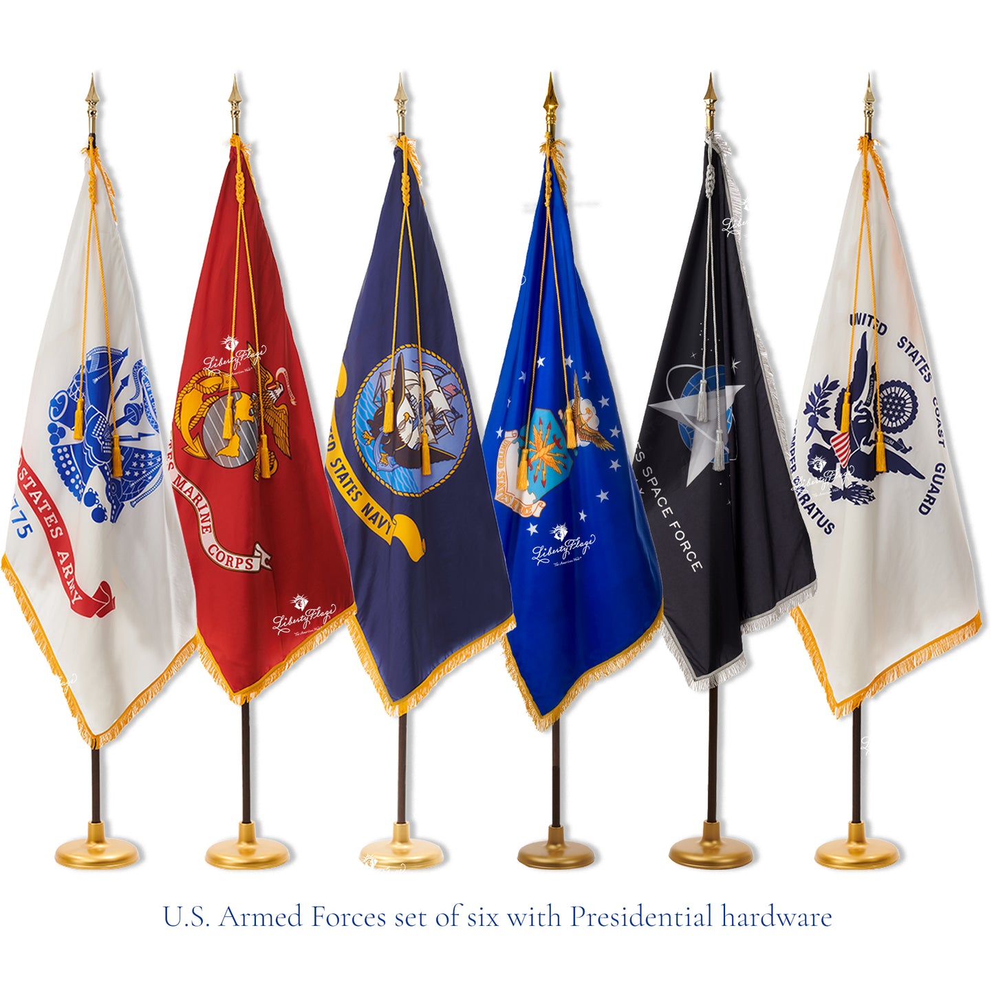 Military Ceremonial Flags & Display Sets - Set of 6