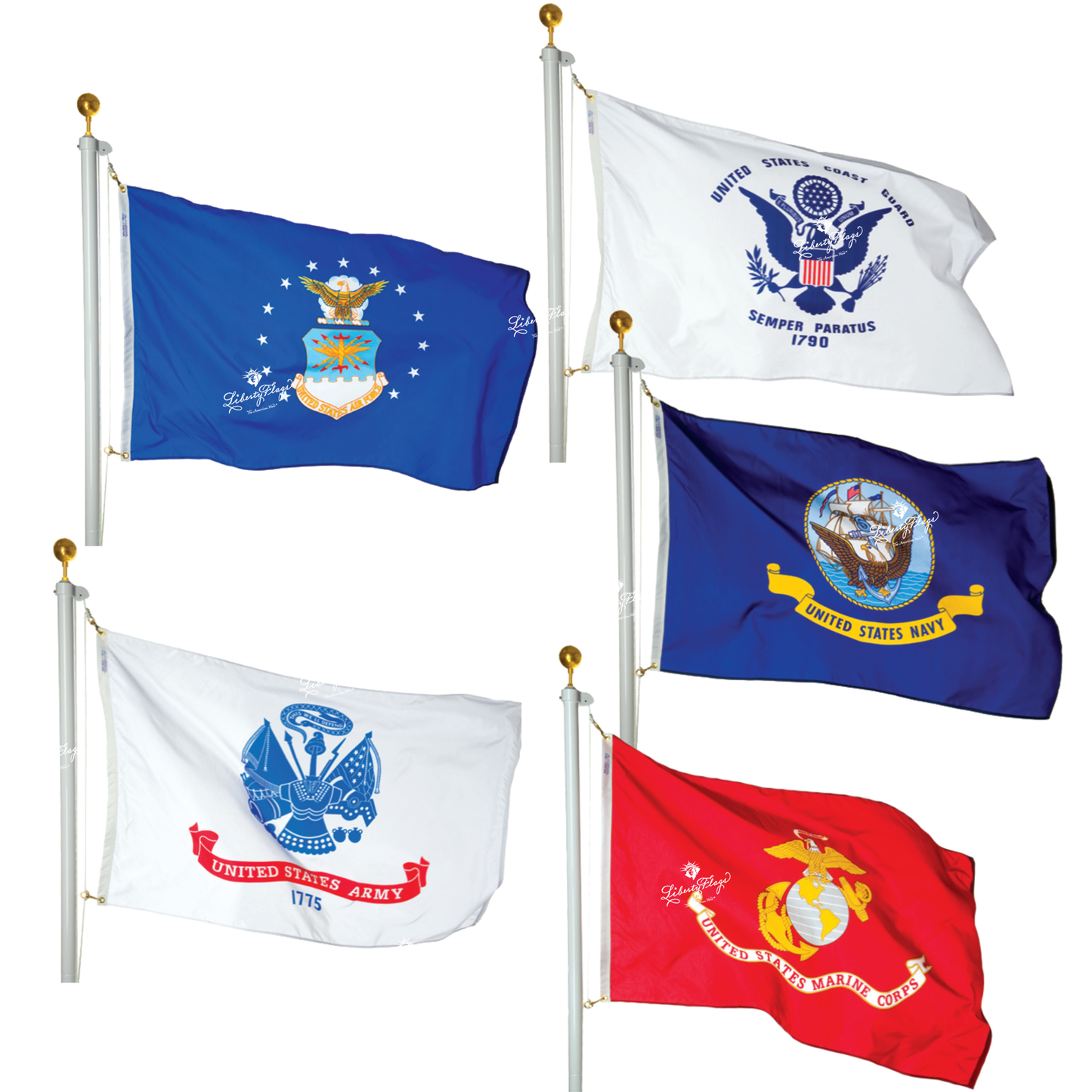 Military Nylon Outdoor Flags -  Set of 5 flags only