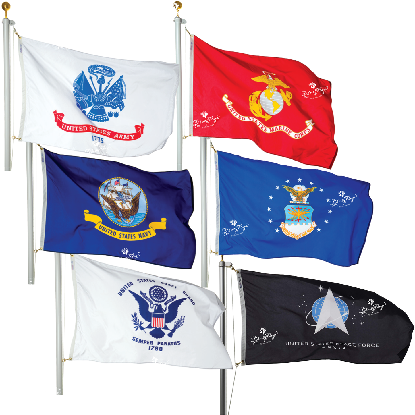 Military Nylon Outdoor Flags -  Set of 6 flags only