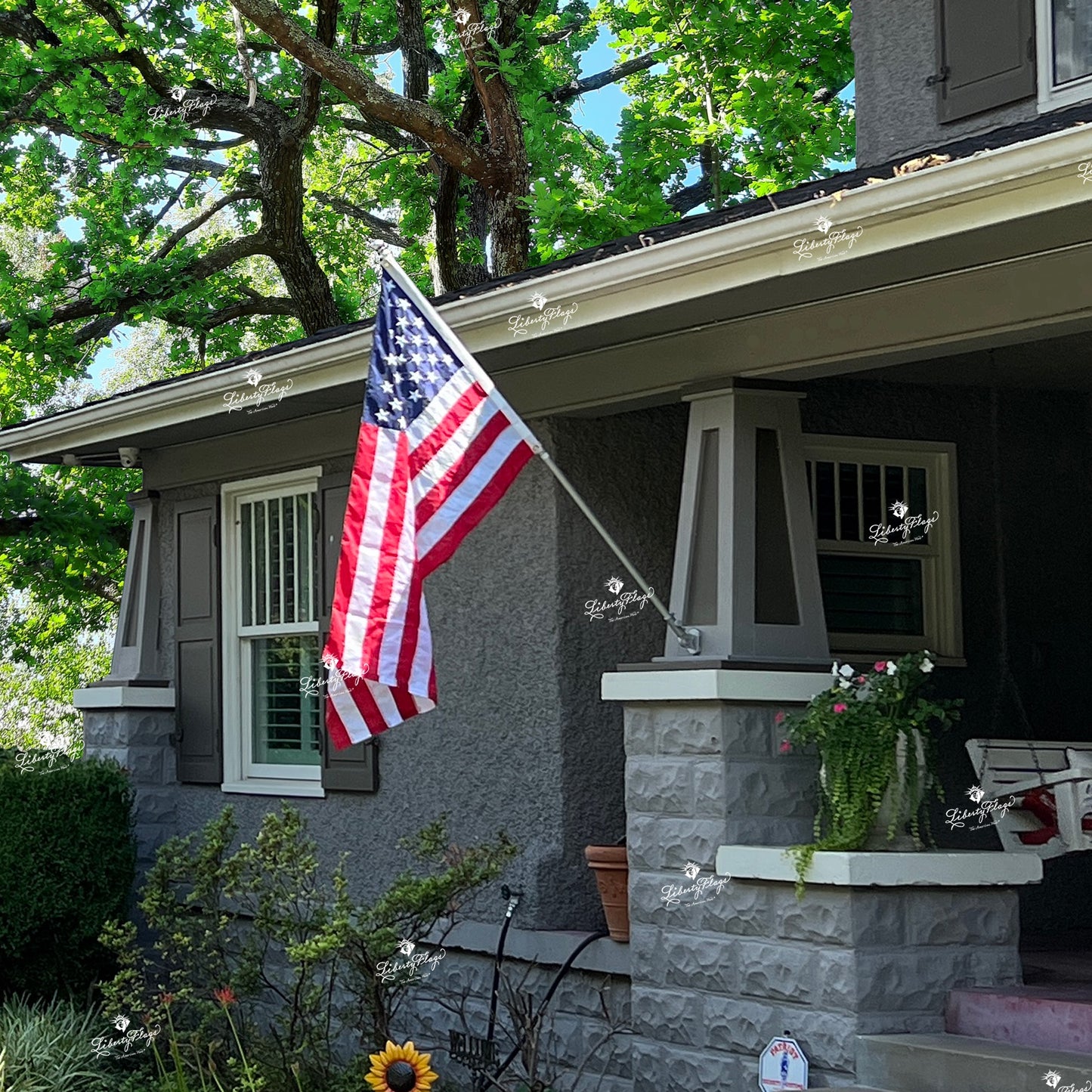 The American Wave(R) - Residential American Flag Set with Spinning Pole (Adj. Bracket)